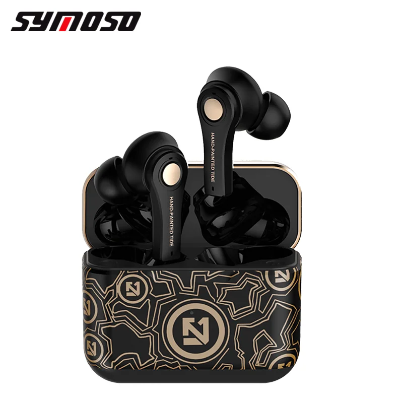 Symoso True Wireless TWS bluetooth 5.0 Headphones with Charing Case Waterproof HiFi Stereo Game Earbuds with Microphone PK i12