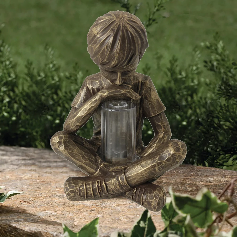 Смола Prodigy статуя открытый двор парка светодиодный светильник скульптура детей