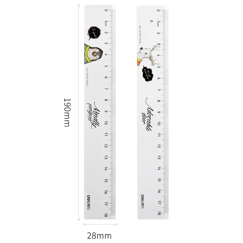 

4pcs / set of Deli 71987 cartoon animal multifunctional drawing combination ruler + triangle ruler protractor student stationery