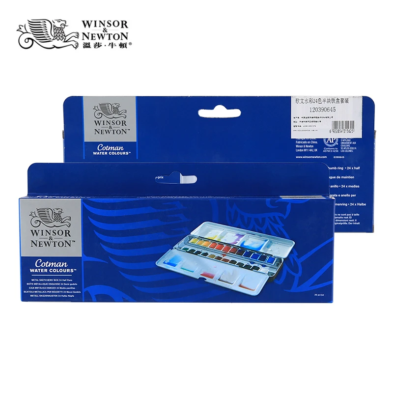 Winsor & Newton cotman однотонный акварельный пигмент 12/24 цветов половина кастрюли