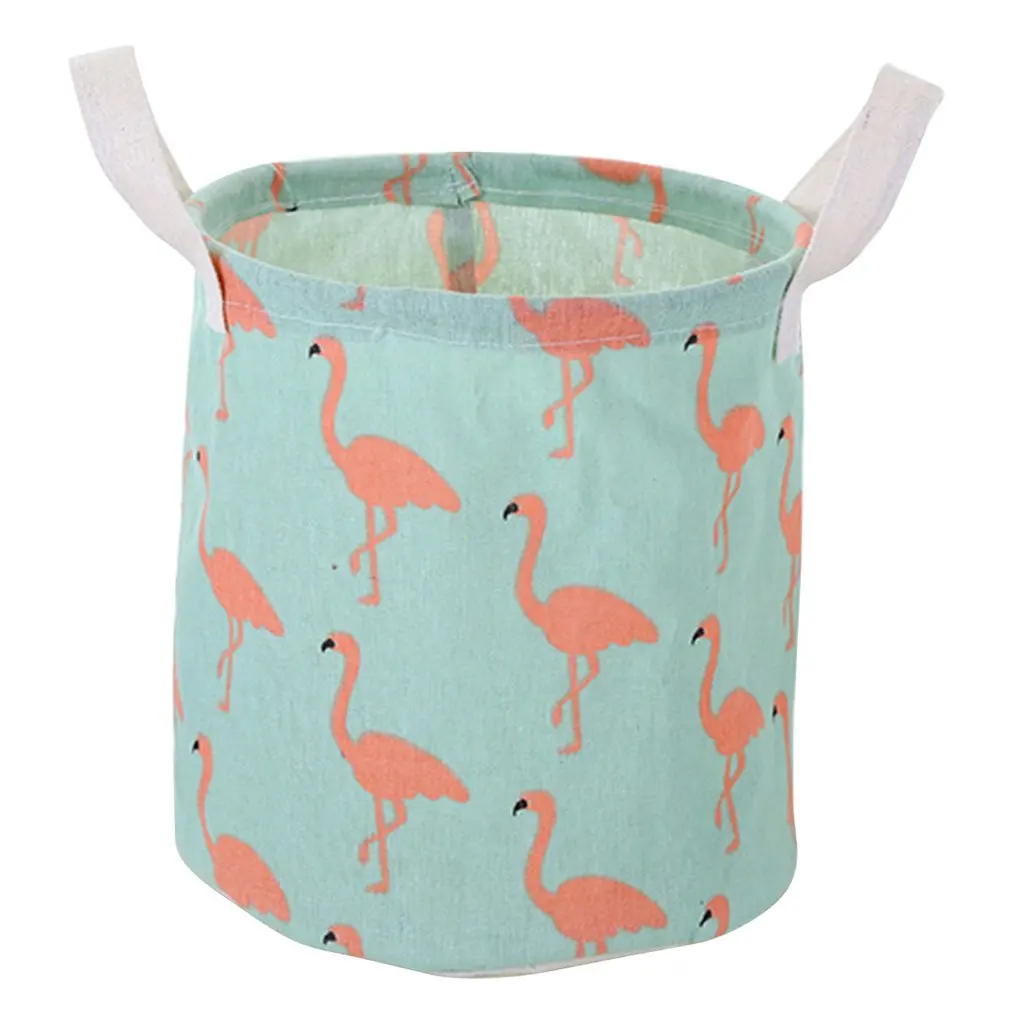 Мультяшная складная корзина для хранения игрушек хлопок и лен водонепроницаемая