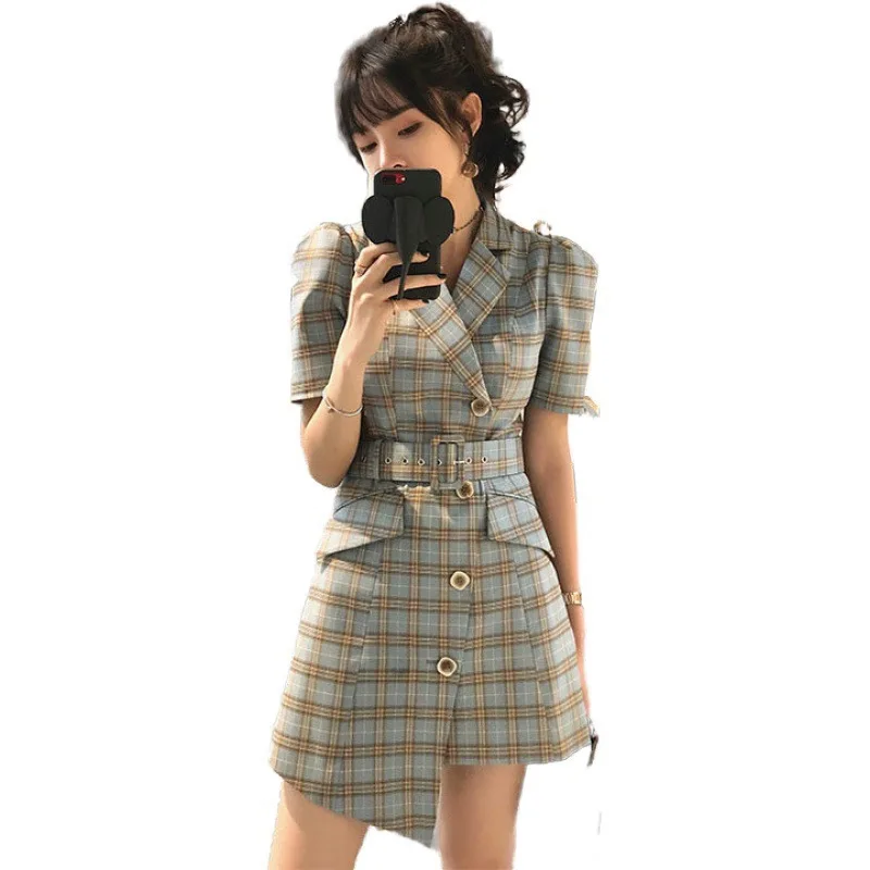 

Primavera 2021 novo tea break super fada floresta primeiro amor xadrez terno vestido zixia