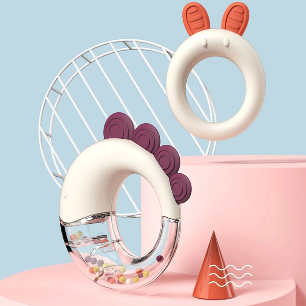 

1 Set/10pcs Baby Rattle Teether Cartoon Teething Educational