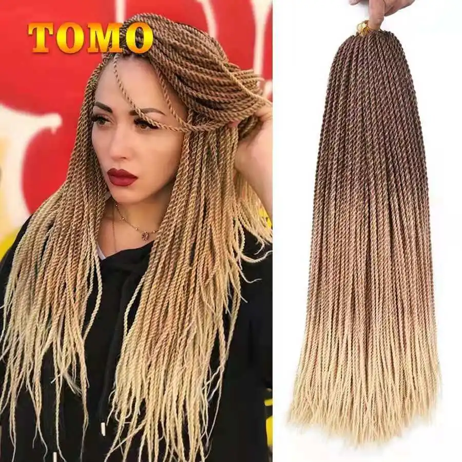 

TOMO 24Inch 30Roots Small Crochet Braids Hair Senegalese Twist Ombre Synthetic Colored Braiding Hair Extensions Crochet Hair