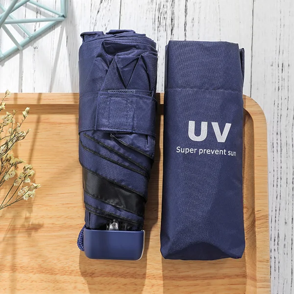 Navy 8 цветов, Солнцезащитный ультрафиолетовый светильник, маленький мини Карманный Зонт с черным покрытием, двойное использование, солнечные дождевые зонты для женщин - Цвет: Navy