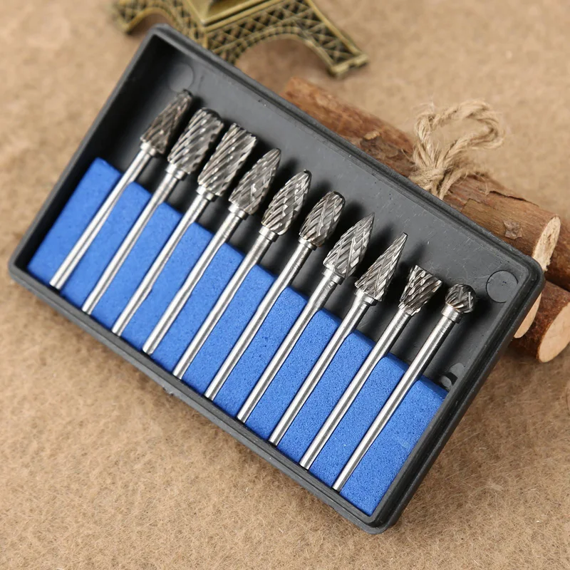 

10Pcs/set Tungsten Steel Carbide Burrs Die Grinder Power Drill Bits Rotary Tool