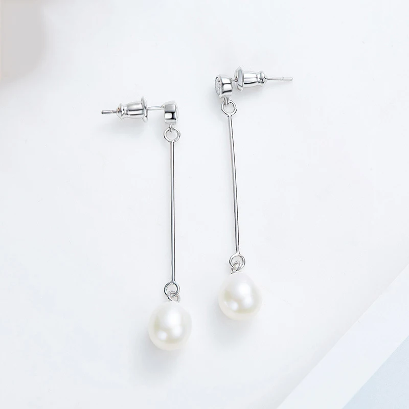 Серьги-подвески из серебра 925 пробы с искусственным жемчугом | Украшения и