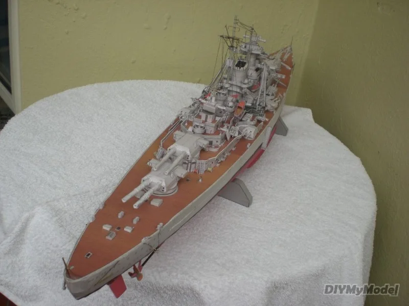 Diymymodel-Puzles de juguete para manualidades, Kit de modelismo de papel artesanal, bricolaje, Bismarck, regalo, utillaje de pel&iacute;cula-4