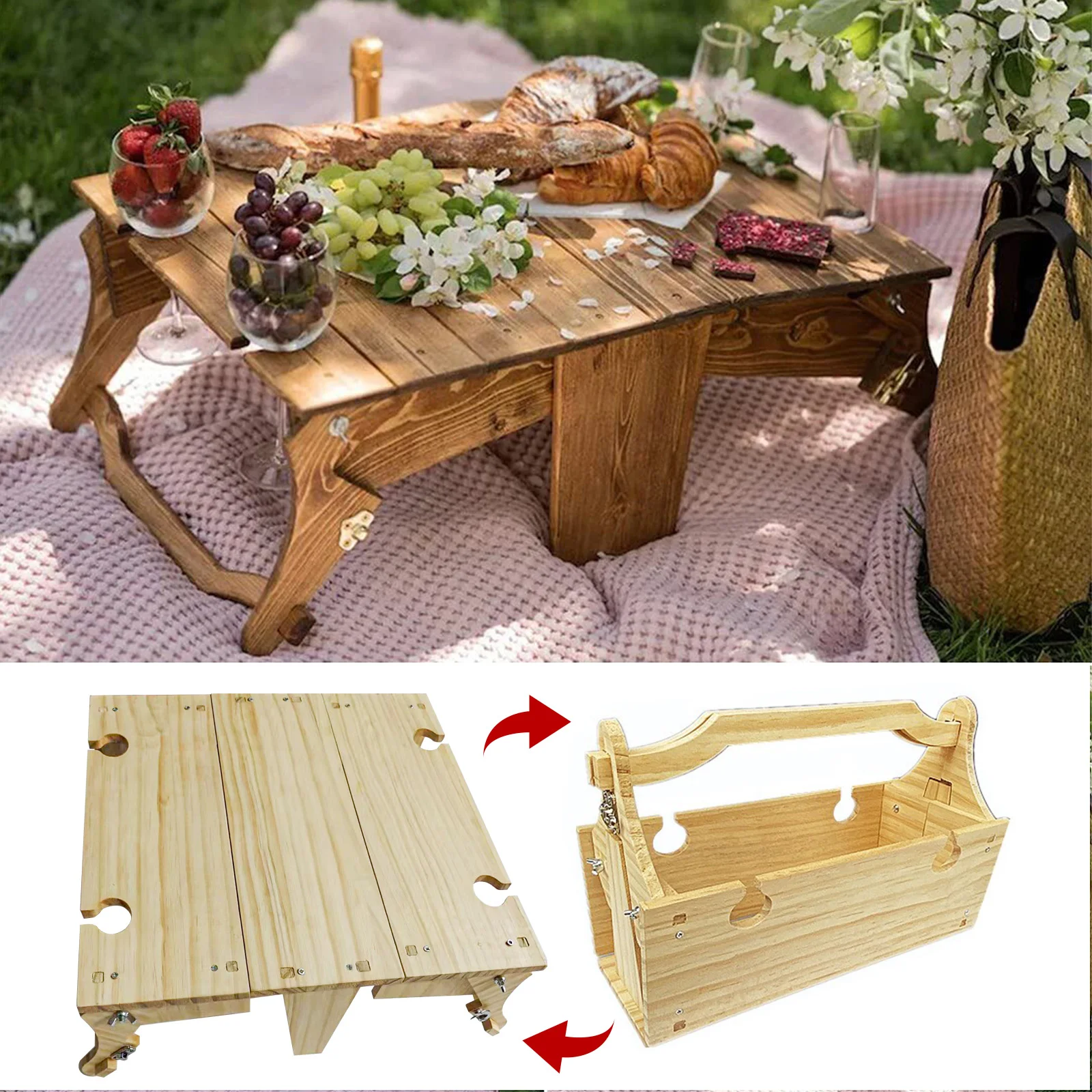 2 в 1 многофункциональная деревянная настольная корзина для хранения | Мебель