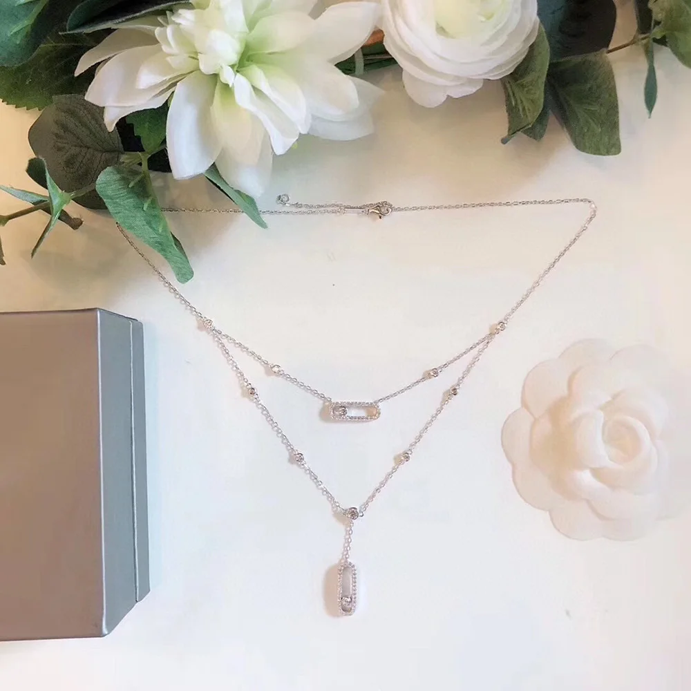 Женское ожерелье из серебра 100% пробы с двухуровневой подвеской | Украшения и