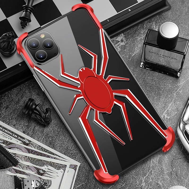 Металлический алюминиевый бампер с элементами паука для Apple iPhone 11 Pro Max роскошный