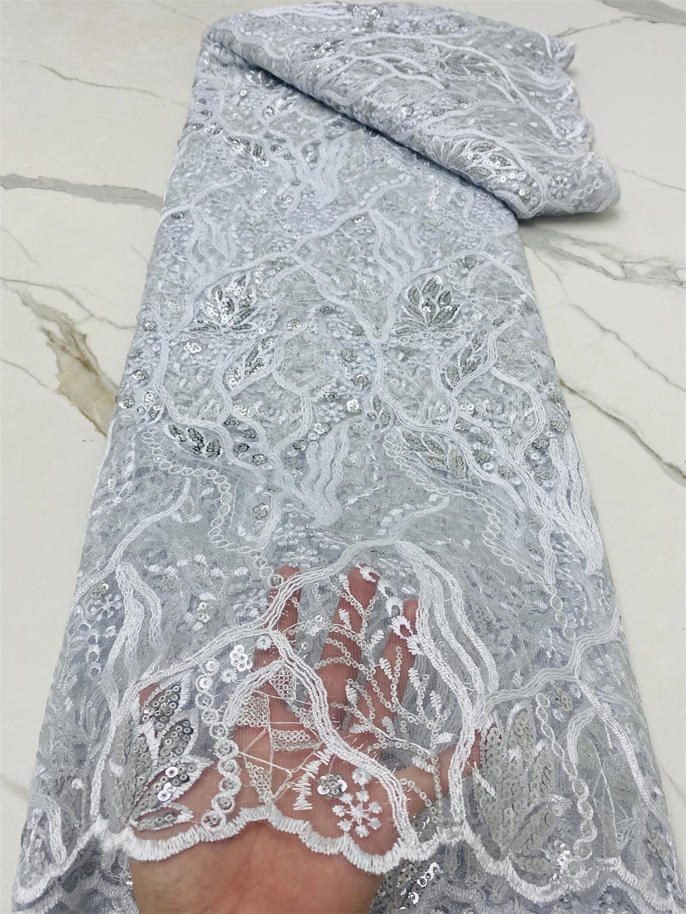 Tulle Sequin Fabric Lace Sequins Emerald French African Nigerian Latest Design High Quality Tulle 2022 For Sequence Dress 4602B