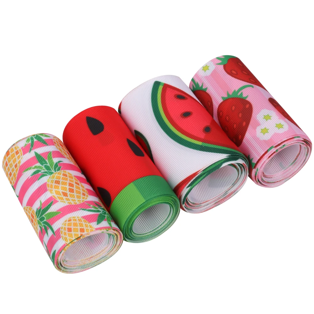 

Grosgrain Stain Ribbons Cartoon Summer Fruits Printed Ribbons DIY Crafts Supplies Handmade Hair Bows Gift Wrapping 75 MM 2 Yards