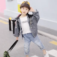hooded jean spring autumn coat outerwear top children clothes kids costume teenage school boy clothing high quality