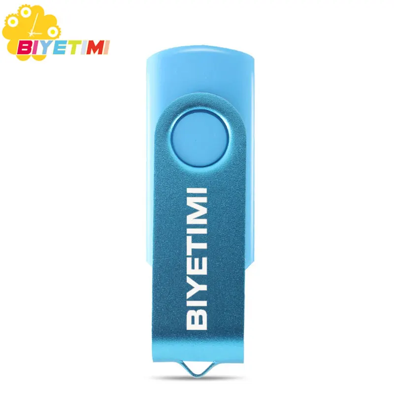 Usb флеш-накопитель Biyetimi объемом 128 ГБ, миниатюрный металлический флеш-накопитель объемом 64 ГБ, 32 ГБ, 16 ГБ, 8 ГБ, флеш-диск usb 2,0, флешка, флешка, флешки - Цвет: Синий