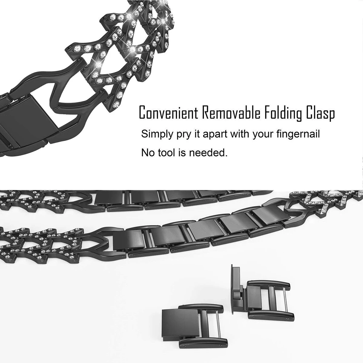 Складной ремешок с застежкой для часов из нержавеющей стали браслеты блестящими