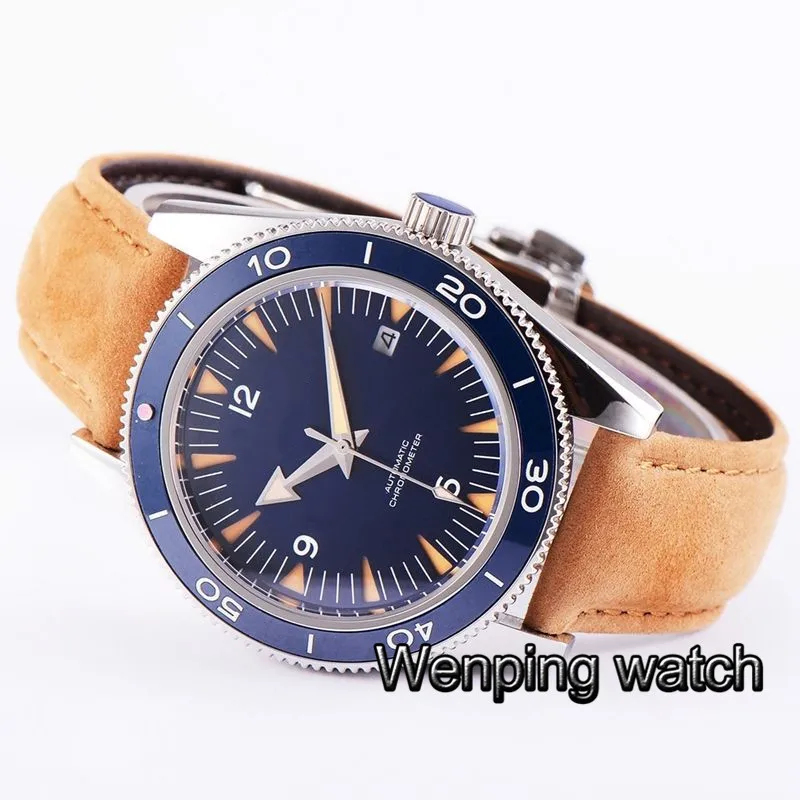 Мужские Роскошные Механические электронные водонепроницаемые часы с синим