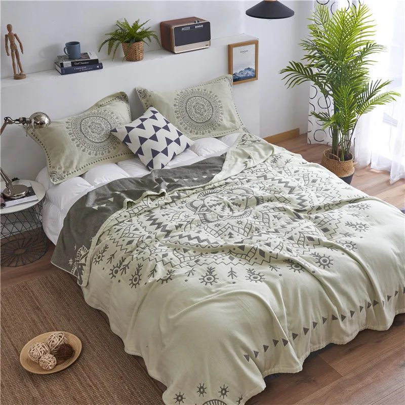 Японское шифоновое Хлопковое полотенце одеяло четырехслойная кровать Мандала