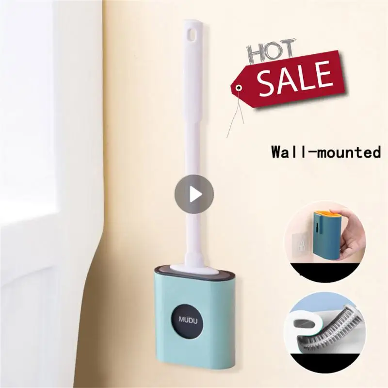 

2021 New Silicone Flex Toilet Brush With Quick Drying Holder Creative Cleaning Brush Set Soft Durable WC Bathroom Cleaning Tools