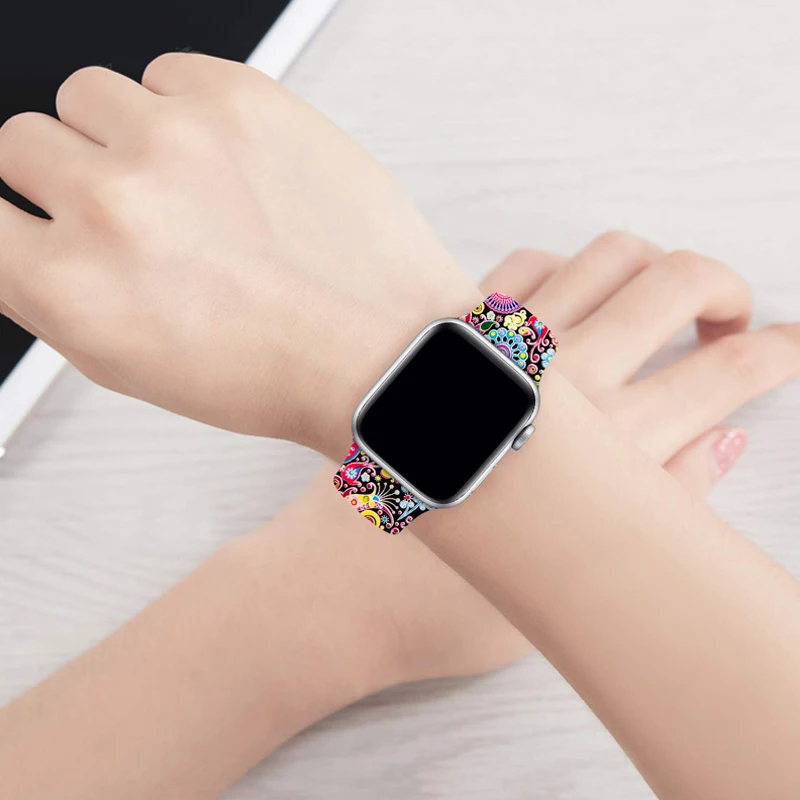 

Printed Silicone Strap For Apple Watch band 6 SE 5 44mm 40mm bracelet watchband correa iwatch band 42mm 38mm apple watch 5 4 3 2