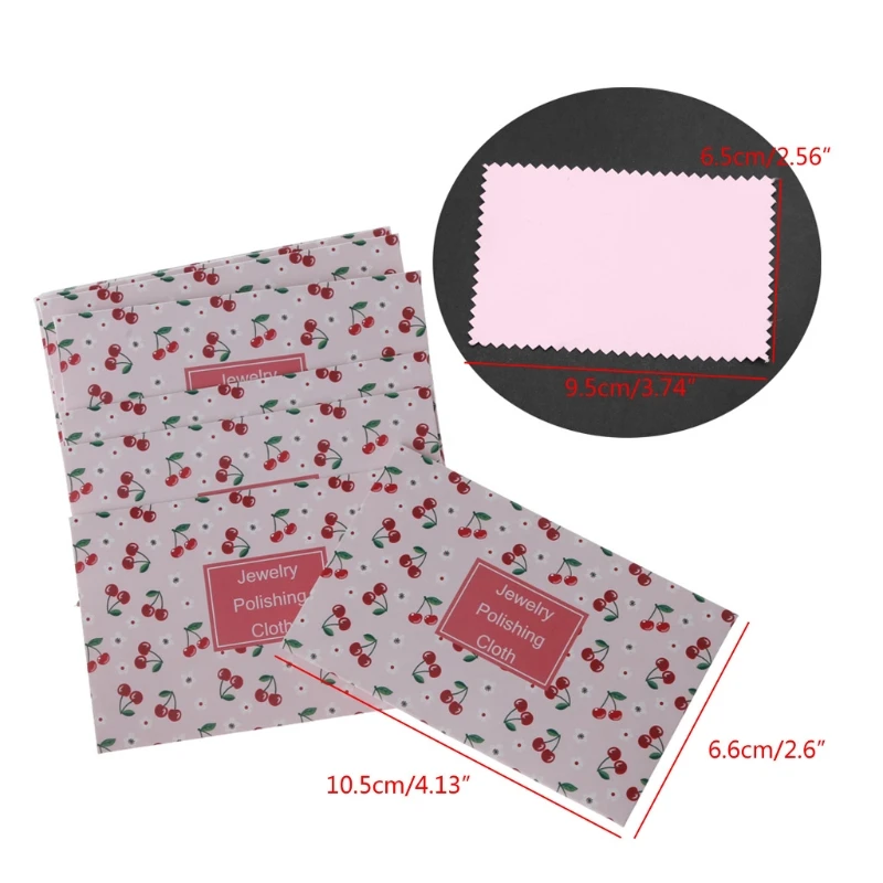 

10Pcs Cute Cherry Double-Sided Polishing Cloths Jewelry Cleaning for Gold Silver and Platinum Jewelry Watch Coins Cloth