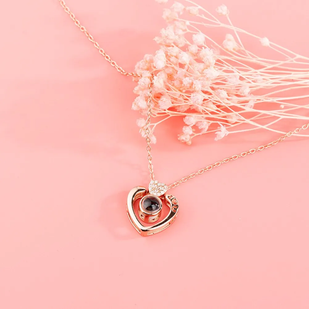 

LEKANI 925 Sterling Silver Romantic Heart Necklace Pendants Dazzling Cubic Zircon Necklace For Women Valentine's Day Jewelry