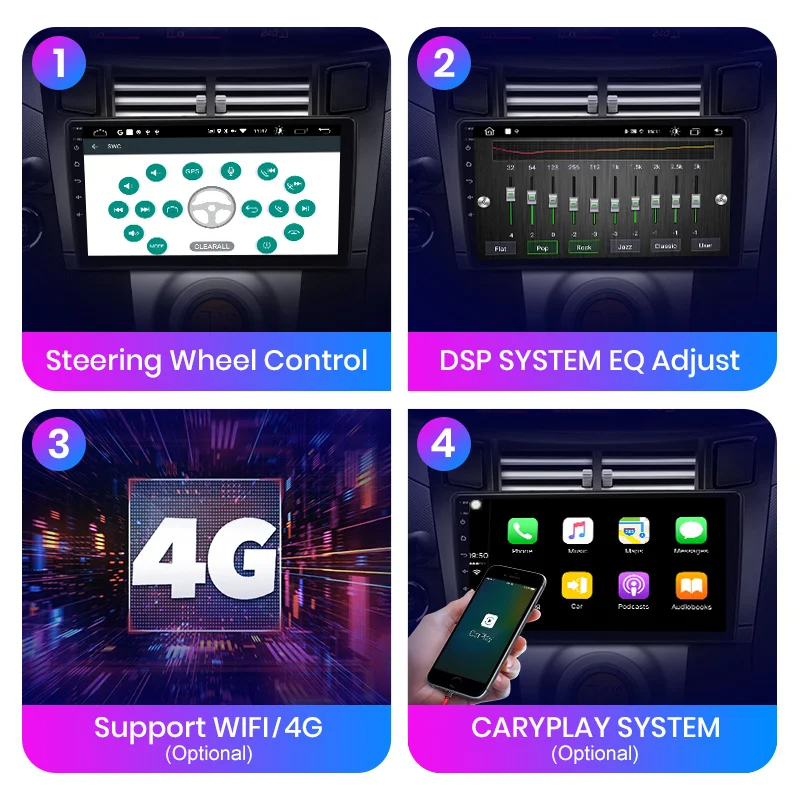 Автомагнитола AWESAFE PX9 для Toyota Yaris XP90 мультимедийный видеоплеер на Android 2005 2 Гб ОЗУ 32