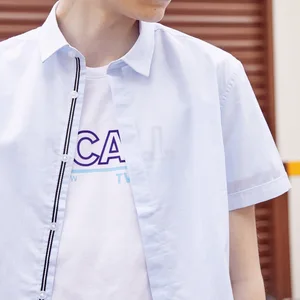 Рубашка Metersbonwe Мужская с коротким рукавом, хлопок, Повседневная блуза, однотонная, летняя одежда