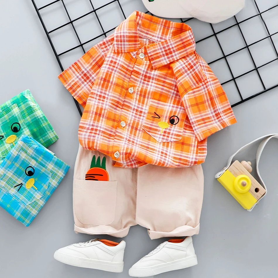 

Summer 2020 Boys Clothes Set Children Cotton Short Sleeve Cartoon Short sleeve shirt + shorts 2 pieces Baby Boy Clothing Sets