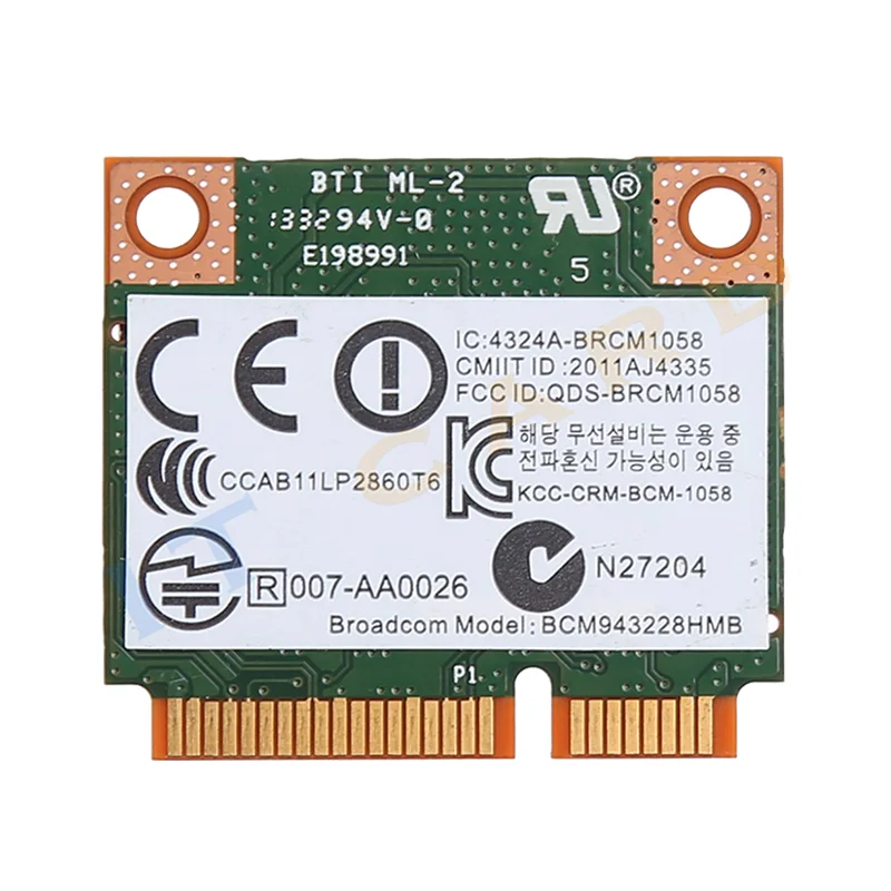 Wi-Fi-карта Broadcom BCM943228HMB 2 4 ГГц/5 ГГц 802.11a/b/g/n 300 Мбит/с Bluetooth 0 | Компьютеры и офис