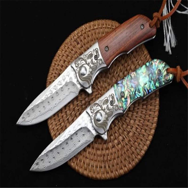 Быстро открывающийся складной нож обезьяны (Дамасская сталь) и высокопрочный