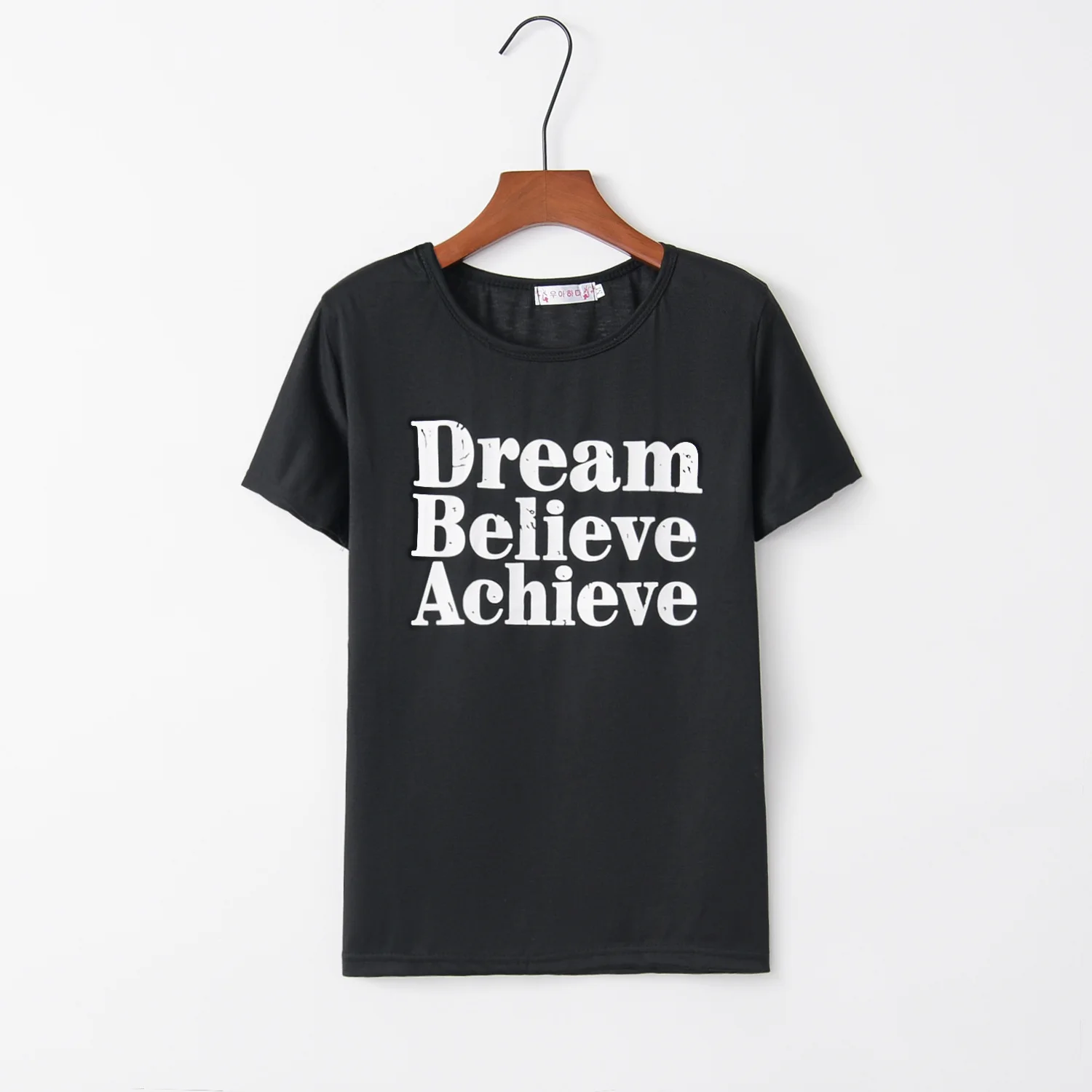 

Summer T shirt Women 2021 Short Sleeve O-neck Cotton T shirt Letters Printed Black Tshirt Streetwear