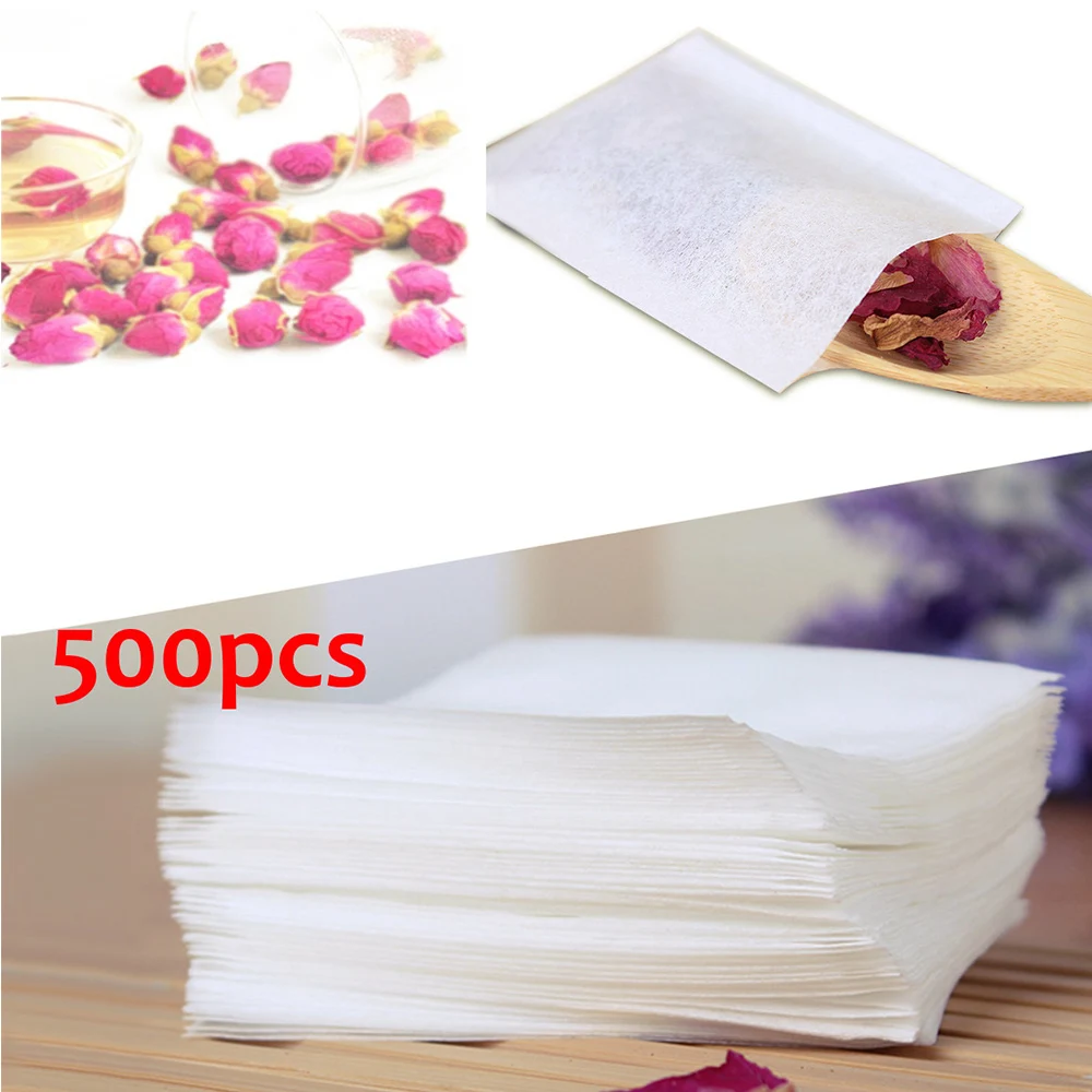 

500pcs Empty Teabags Heat Seal Filter Pepper Herb Loose Tea Bags 5.5x6.2cm Kitchen Teaware Disposable Tea Bags Coffee Filter