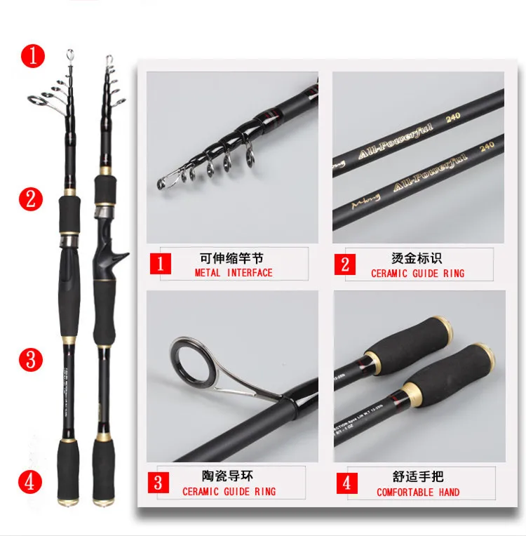 Углеродное спиннинговое Литье удочка MH power жесткая телескопическая Сверхлегкий