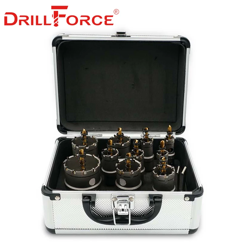 Drillforce TCT Hole Saw Drill Bit Sets Alloy Carbide Cobalt Steel Cutter Stainless Steel Plate Iron Metal