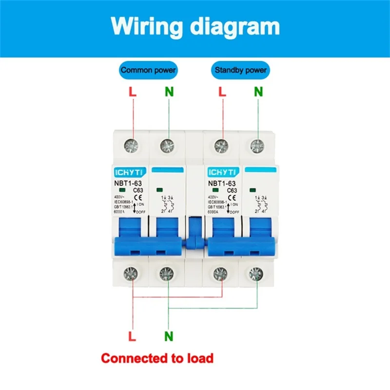 ICHYTI 2P + 63a ручной переключатель блокировки автоматический выключатель 400 в 50/60 Гц