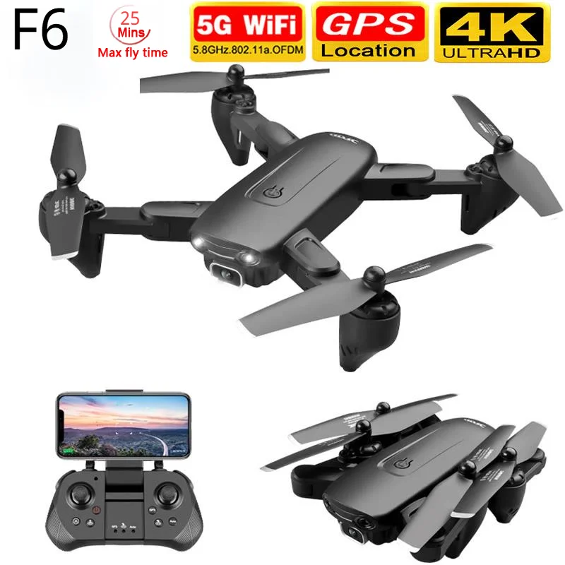 

2021 New F6 GPS Drone 4K Camera HD FPV Drones with Follow Me 5G WiFi Optical Flow Foldable RC Quadcopter Professional Dron