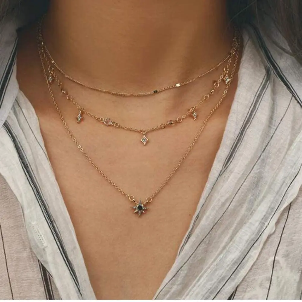 

Multi-layer Star Pendant Necklace Pendant Multilayer Clavicle Necklace Women Gold Statement Necklace Wholesale