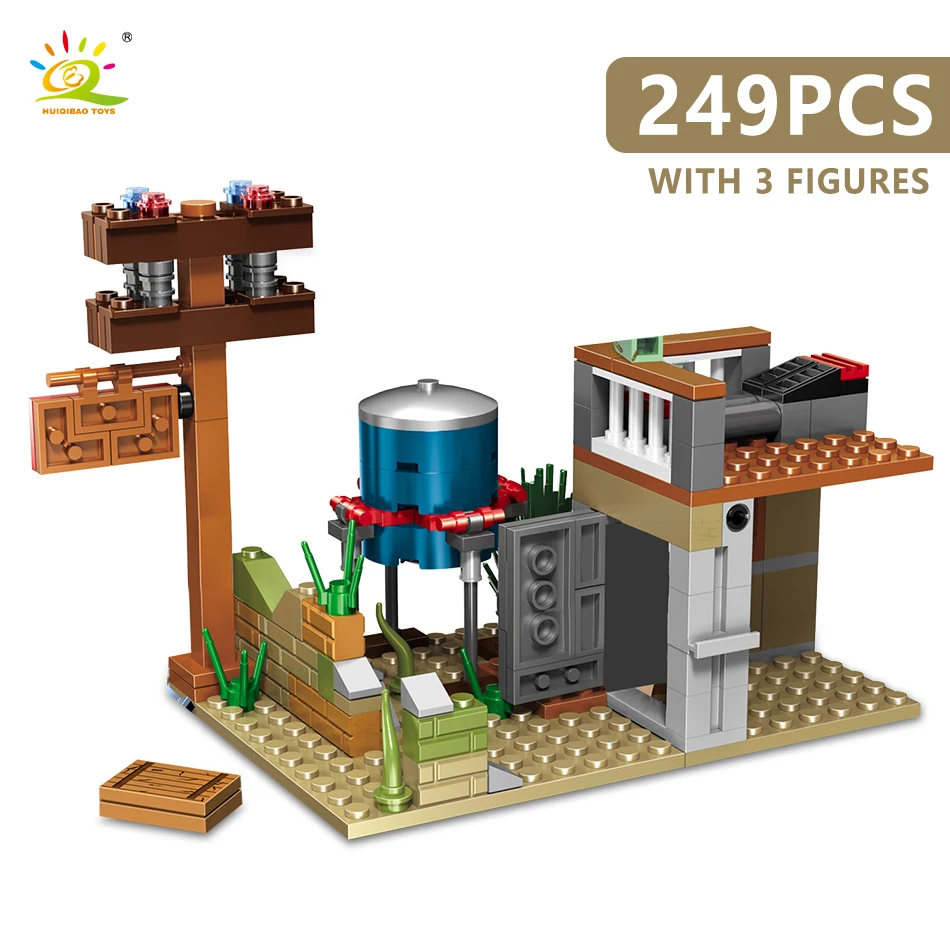 

HUIQIBAO 249pcs Military Desert Chemical Plant Playgrounds Soldiers Building Blocks City Boys Shooting Game Figures Bricks Toys