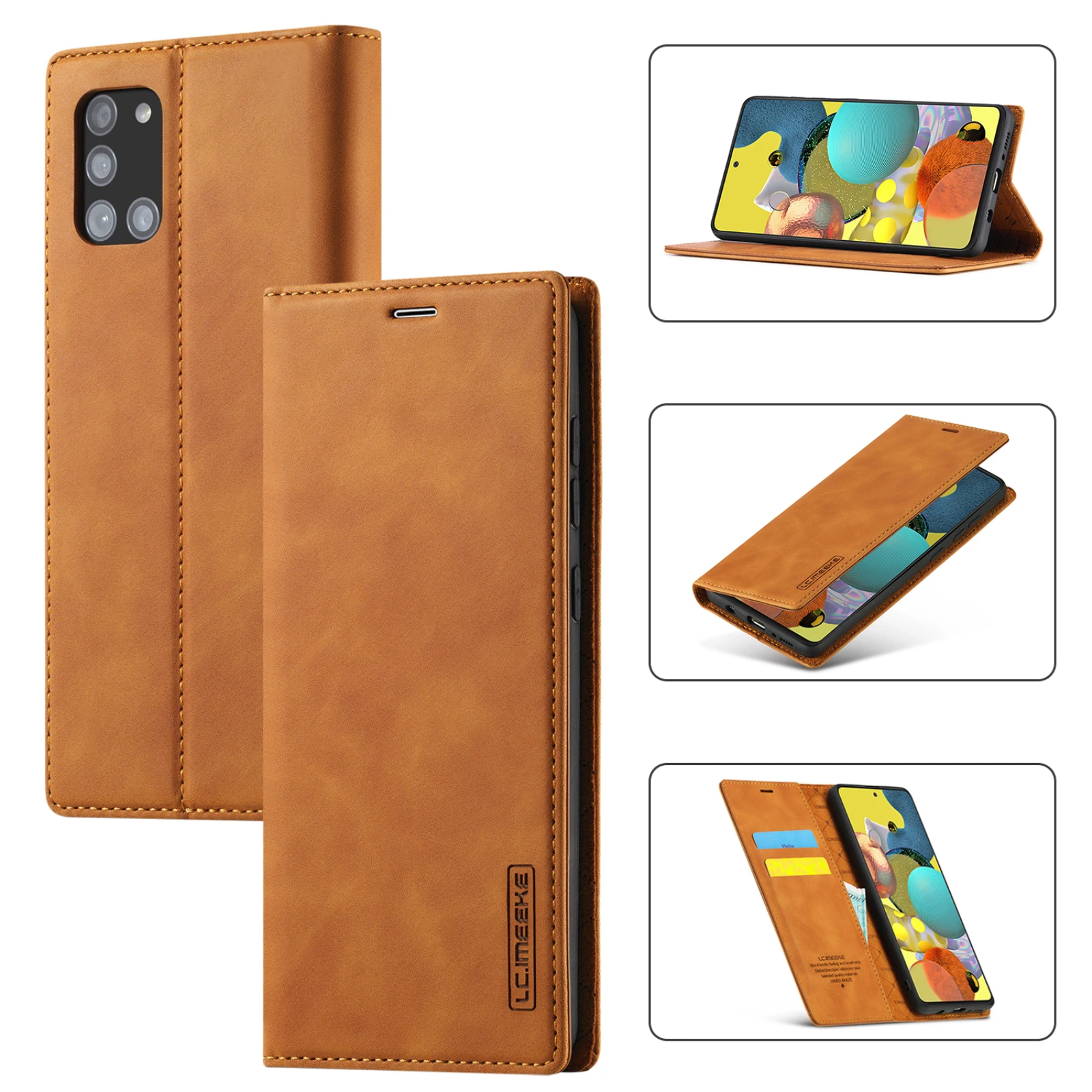 

Case for Samsung Galaxy A71 A51 A41 A31 A21S A11 M40S M70S M11 Nubuck Leather Wallet Flip Cover Coque Card Slots Magnetic