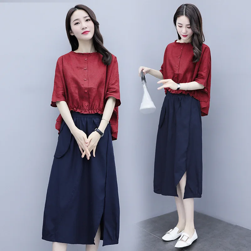 

Two-piece suit 2020 summer new loose shirt skirt fashion suit women