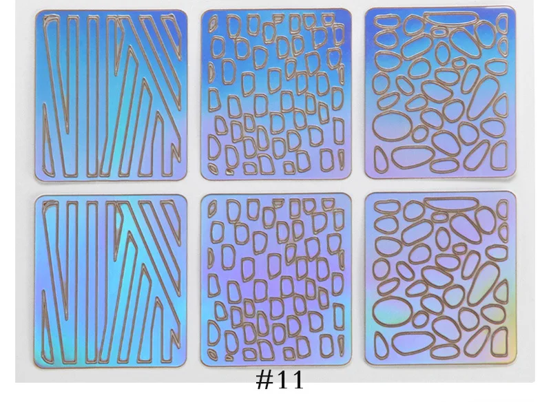 6/12/24 Sheets/lot DIY 3D Hollow Laser Sticker ForNail Art Stencil Gel Polish Nail Vinyl Tip Transfer Guide Template Nail Decals