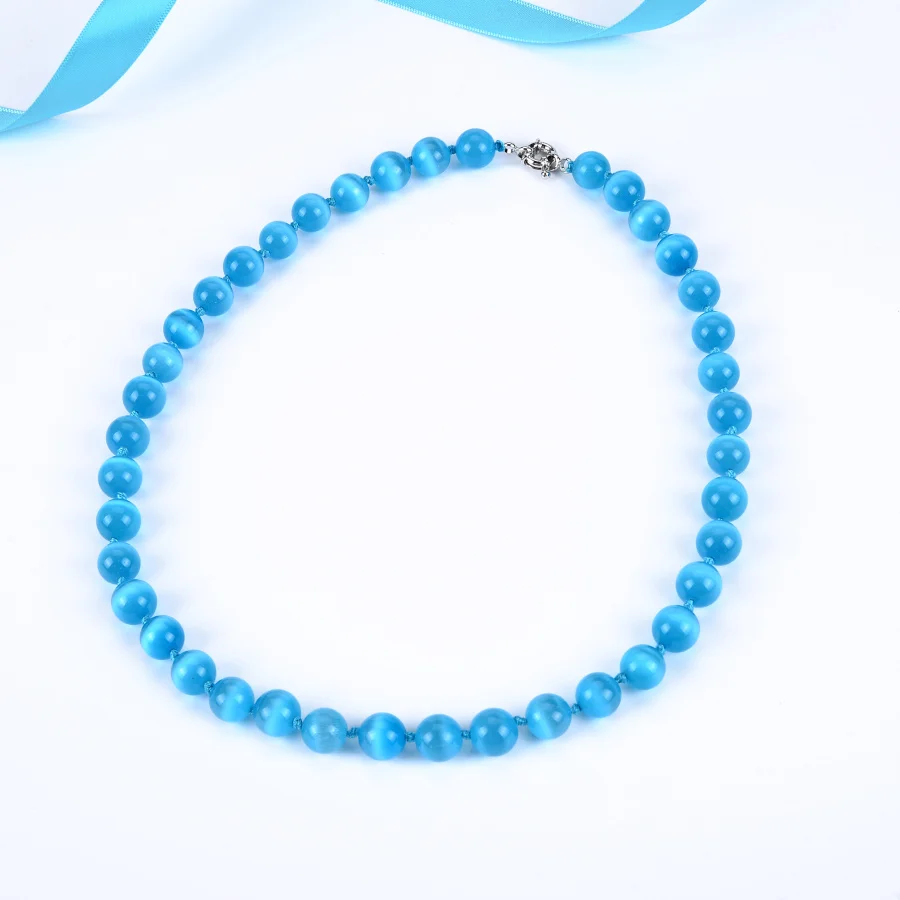 Натуральный Опал 10 мм синий набор бусин цепочка опал ожерелье браслет серьги