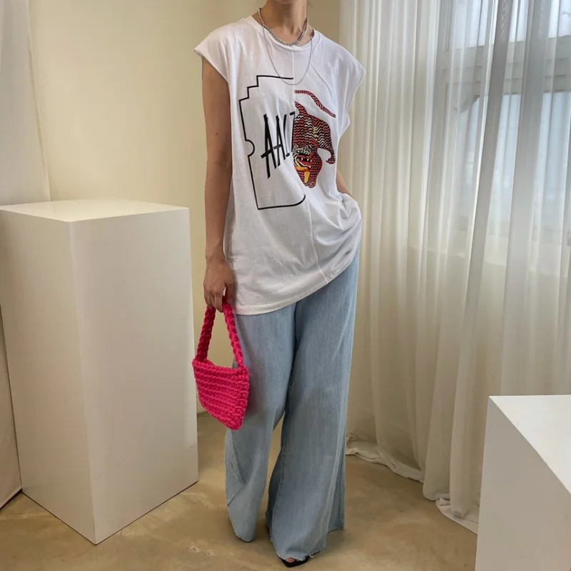 

Korean Chic Summer Casual O Neck Women T-shirt Cartoon Print Design Loose Short Sleeve Tops Women Simple Plus Size Women Tees