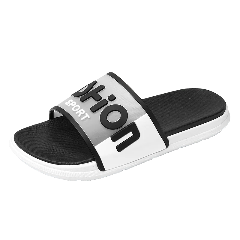 

2020 Summer Casual Men Slippers Black White Shoes New Hot Non-slip Slides Bathroom Sandals Soft Sole Women Slides Plus Size