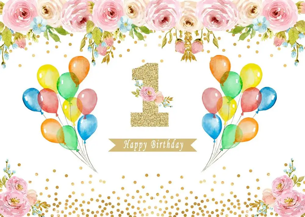 

1st Birthday Party Decoration Backdrop for Photography Newborn Baby Shower Photo Background Flowers Party Decoration