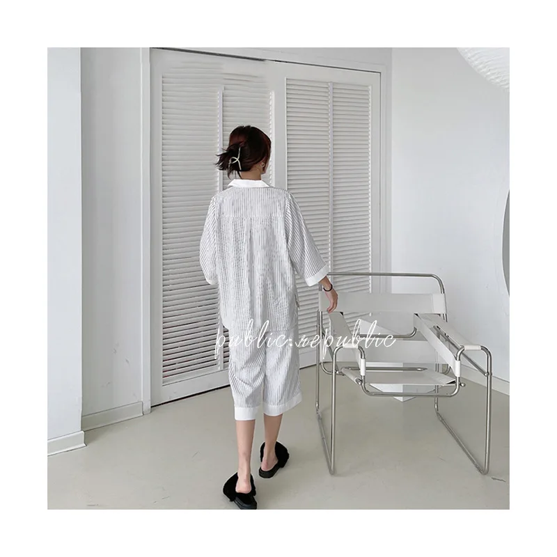 2021 New Spring Summer Korean 3/4 Sleeve Lace Sexy Pajamas Sets Women's Loose Comfortable Nightwear Home Wear Sleepwear Thin