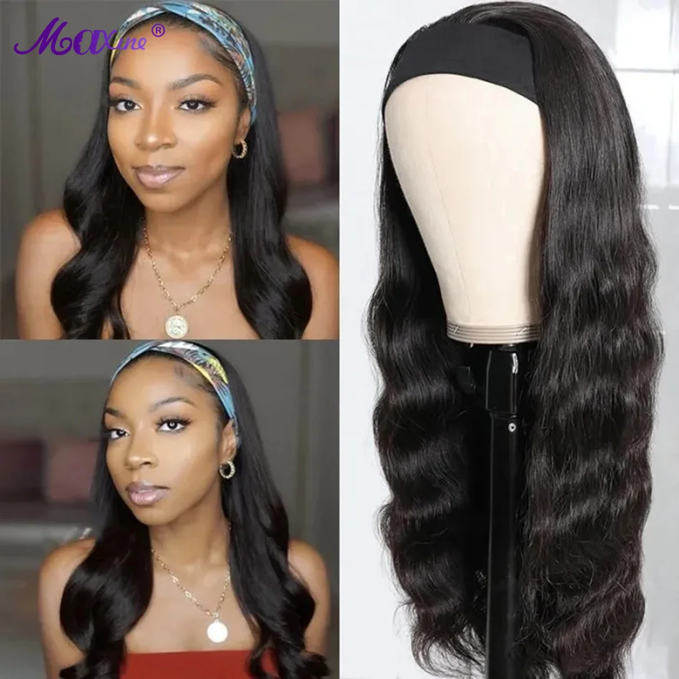 Парик с головной повязкой бесклеевая машина человеческие волосы парики для тела