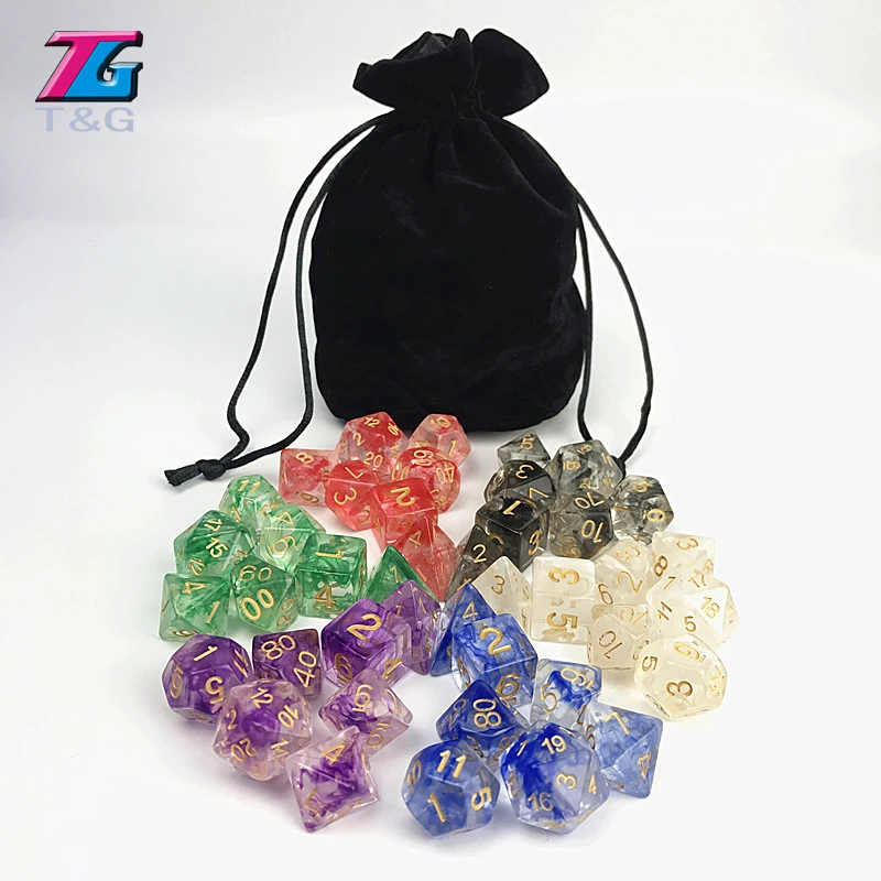 42 шт./пакет многогранные туманности игральные кости для игры DnD plus сумка d4 d6 d8 d10 d12