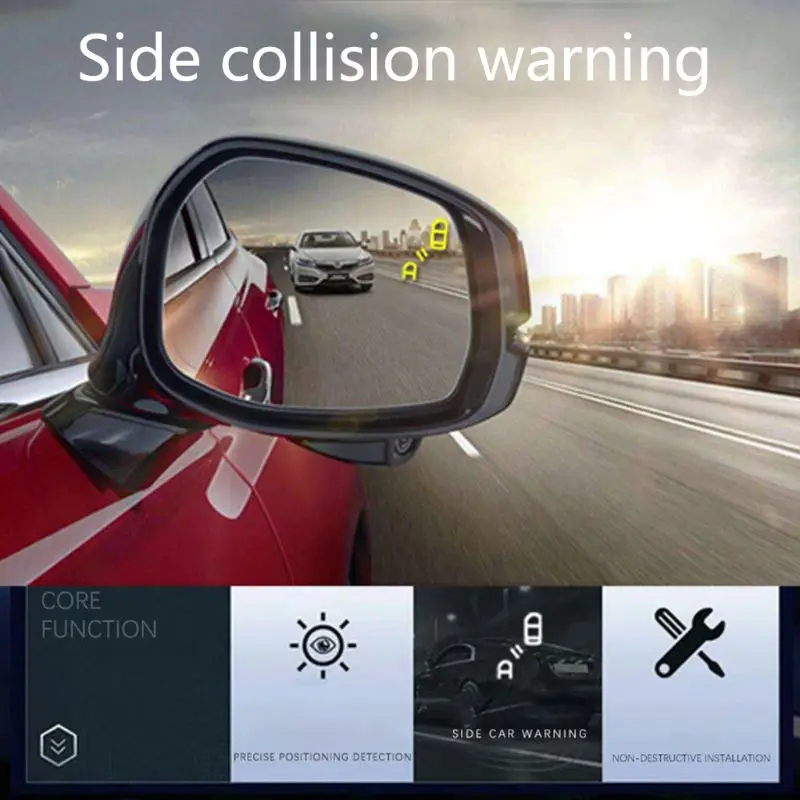 BSM-24 Two-color Light Warning Microwave Sensor Blind Spot Mirror with Power |